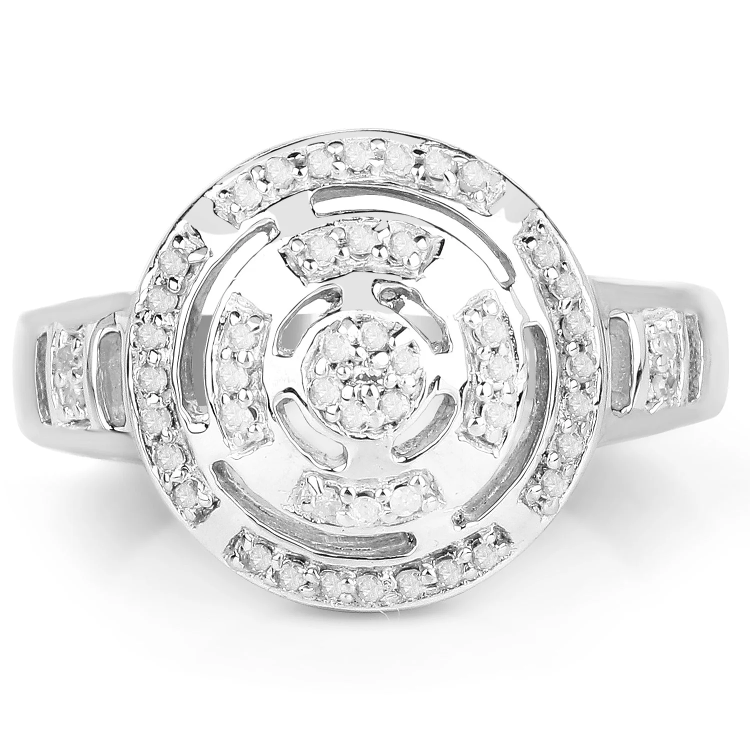 14K Yellow Gold Plated 0.21 Carat Genuine White Diamond .925 Sterling Silver Ring - Image 3