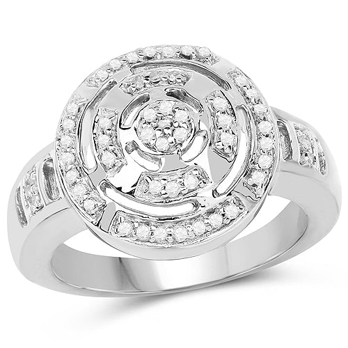 14K Yellow Gold Plated 0.21 Carat Genuine White Diamond .925 Sterling Silver Ring - Image 4