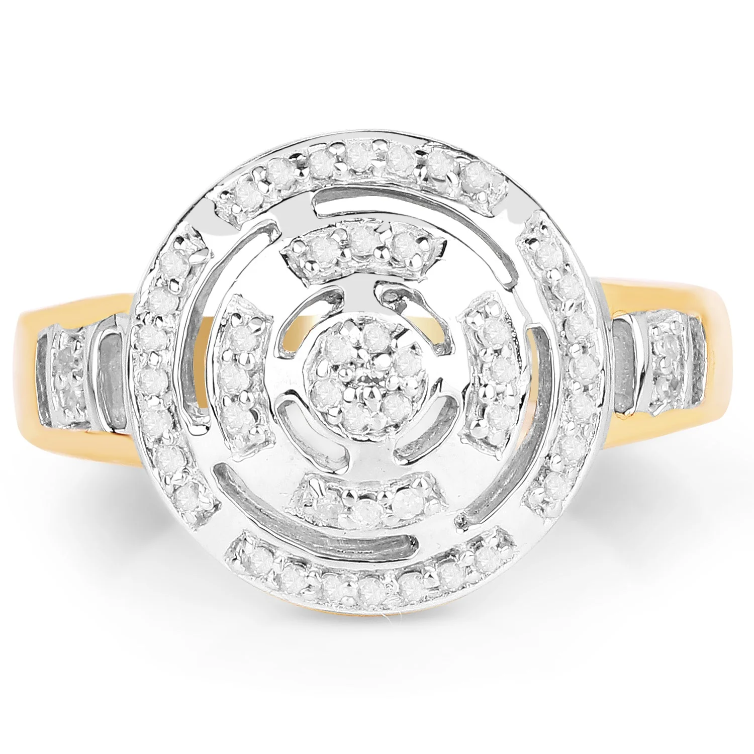 14K Yellow Gold Plated 0.21 Carat Genuine White Diamond .925 Sterling Silver Ring - Image 3