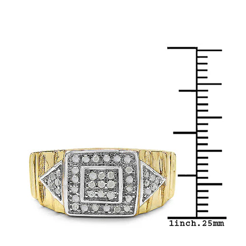 14K Yellow Gold Plated 0.21 Carat Genuine White Diamond .925 Sterling Silver Ring - Image 3