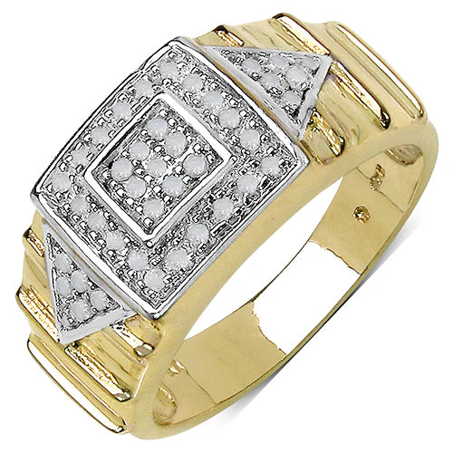 14K Yellow Gold Plated 0.21 Carat Genuine White Diamond .925 Sterling Silver Ring - Image 4