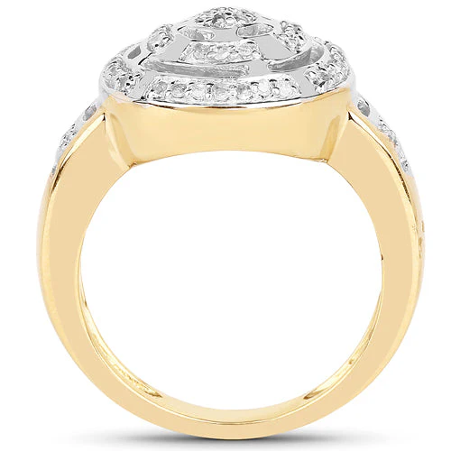 14K Yellow Gold Plated 0.21 Carat Genuine White Diamond .925 Sterling Silver Ring - Image 5