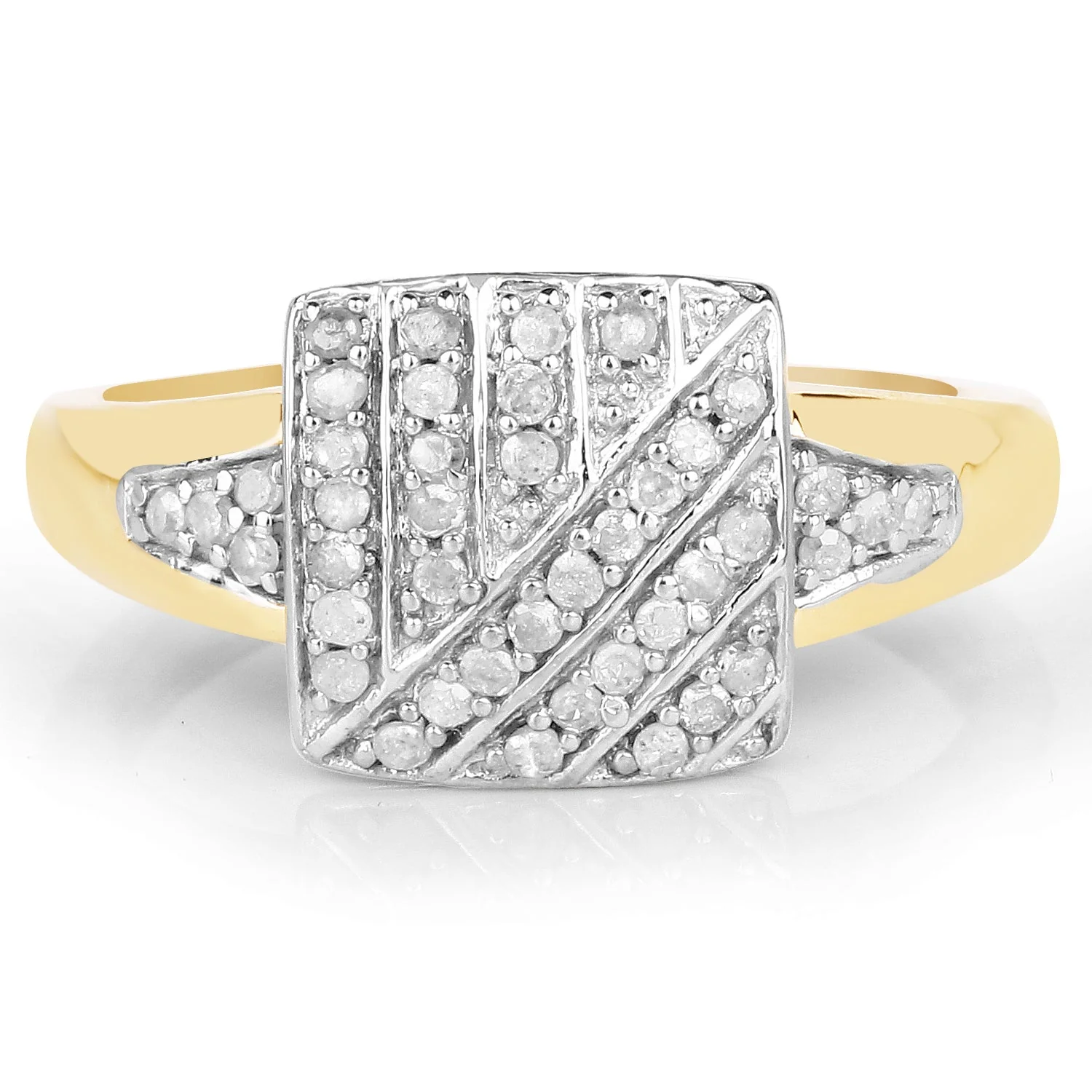 14K Yellow Gold Plated 0.23 Carat Genuine White Diamond .925 Sterling Silver Ring - Image 3