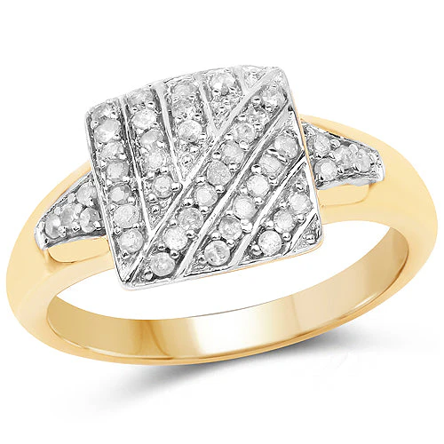 14K Yellow Gold Plated 0.23 Carat Genuine White Diamond .925 Sterling Silver Ring - Image 4