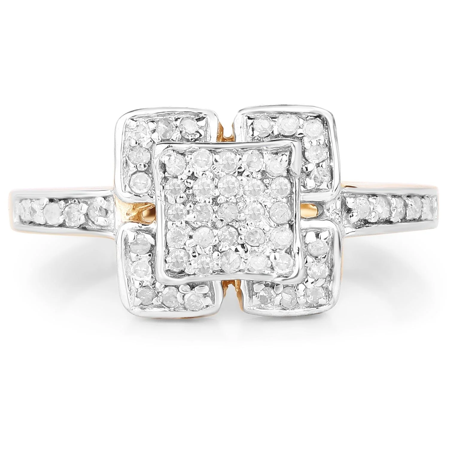 14K Yellow Gold Plated 0.24 Carat Genuine White Diamond .925 Sterling Silver Ring - Image 3