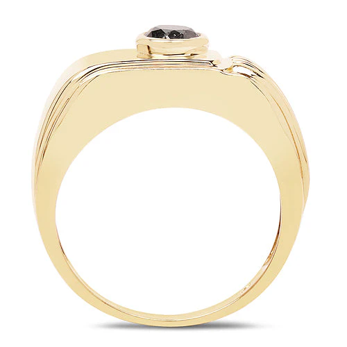 14K Yellow Gold Plated 0.25 Carat Genuine Black Diamond .925 Sterling Silver Ring - Image 5