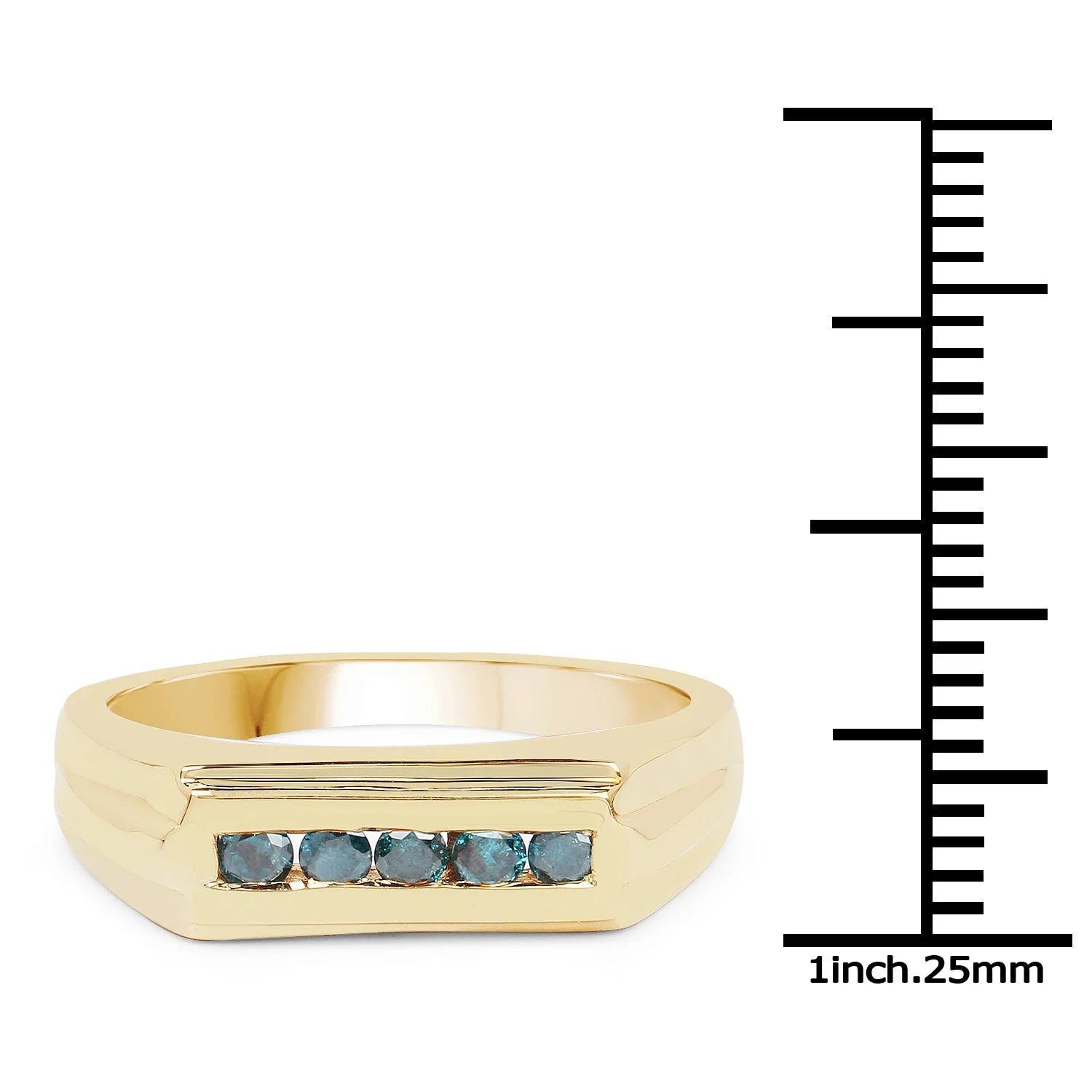 14K Yellow Gold Plated 0.25 Carat Genuine Blue Diamond .925 Sterling Silver Ring - Image 3