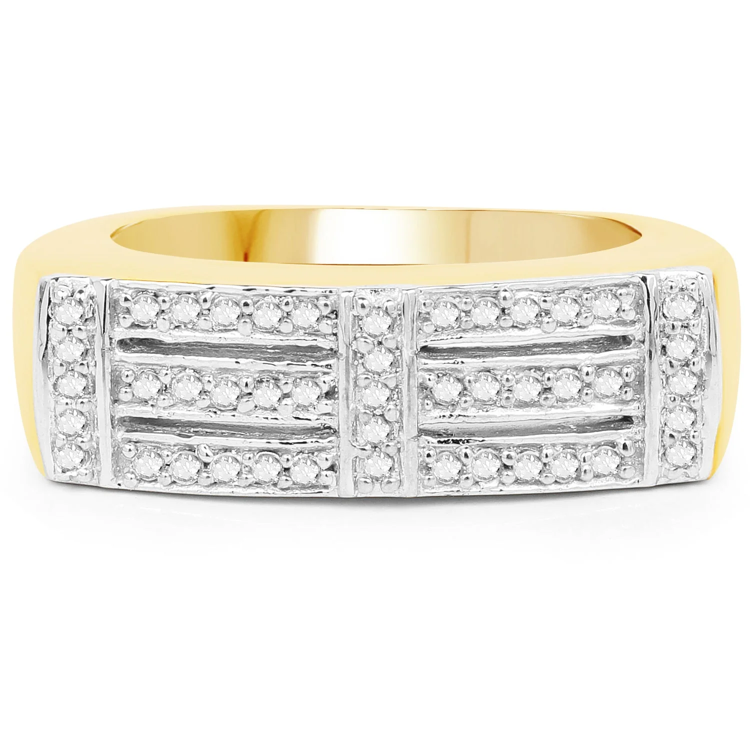 14K Yellow Gold Plated 0.25 Carat Genuine White Diamond .925 Sterling Silver Ring - Image 3