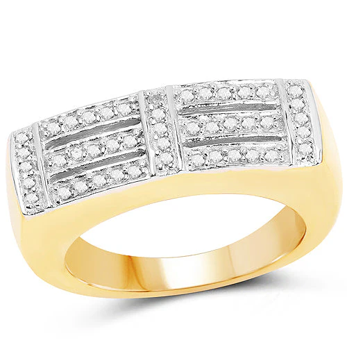 14K Yellow Gold Plated 0.25 Carat Genuine White Diamond .925 Sterling Silver Ring - Image 4