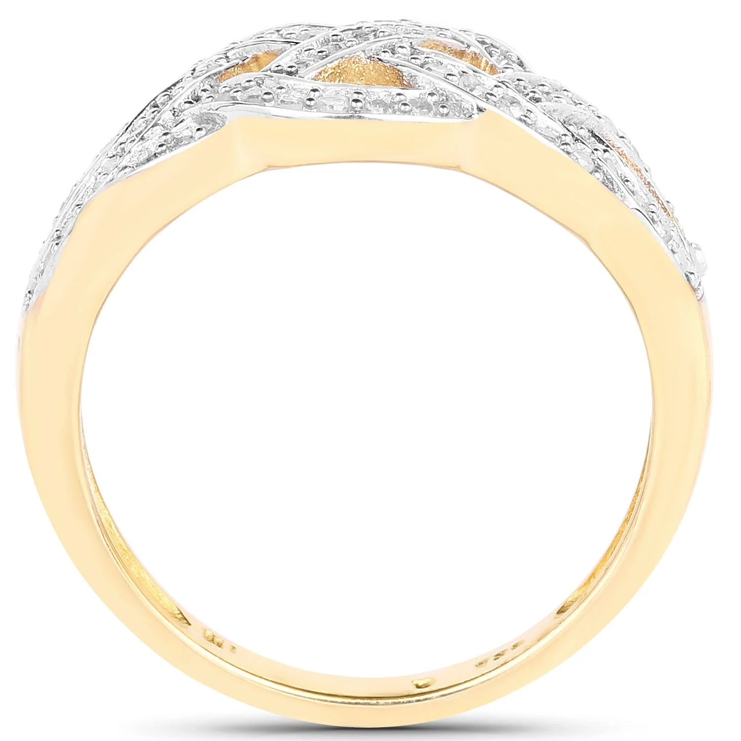 14K Yellow Gold Plated 0.26 Carat Genuine White Diamond .925 Sterling Silver Ring - Image 2
