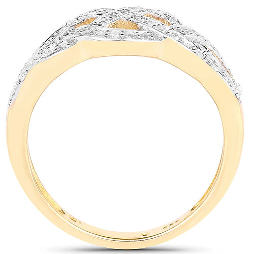 14K Yellow Gold Plated 0.26 Carat Genuine White Diamond .925 Sterling Silver Ring - Image 5