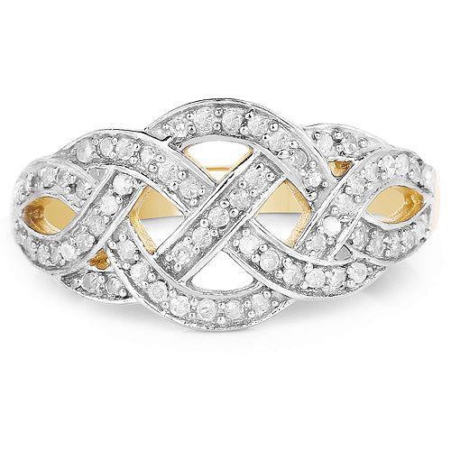 14K Yellow Gold Plated 0.26 Carat Genuine White Diamond .925 Sterling Silver Ring - Image 6