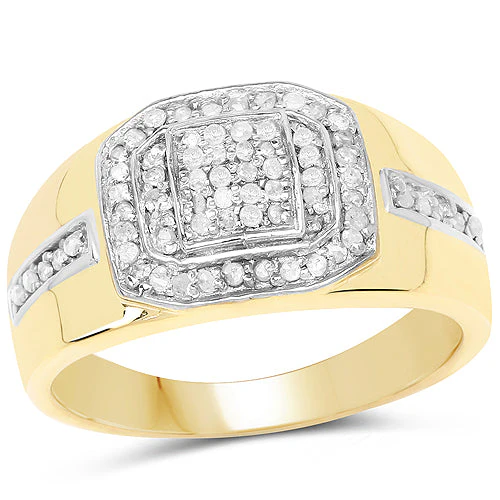 14K Yellow Gold Plated 0.29 Carat Genuine White Diamond .925 Sterling Silver Ring - Image 4