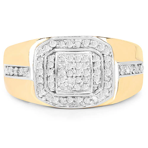 14K Yellow Gold Plated 0.29 Carat Genuine White Diamond .925 Sterling Silver Ring - Image 6