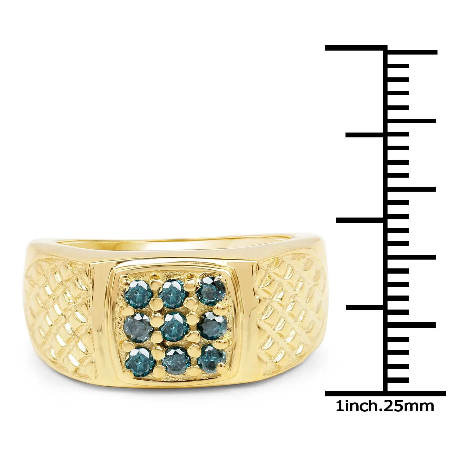 14K Yellow Gold Plated 0.36 Carat Genuine Blue Diamond .925 Sterling Silver Ring - Image 3