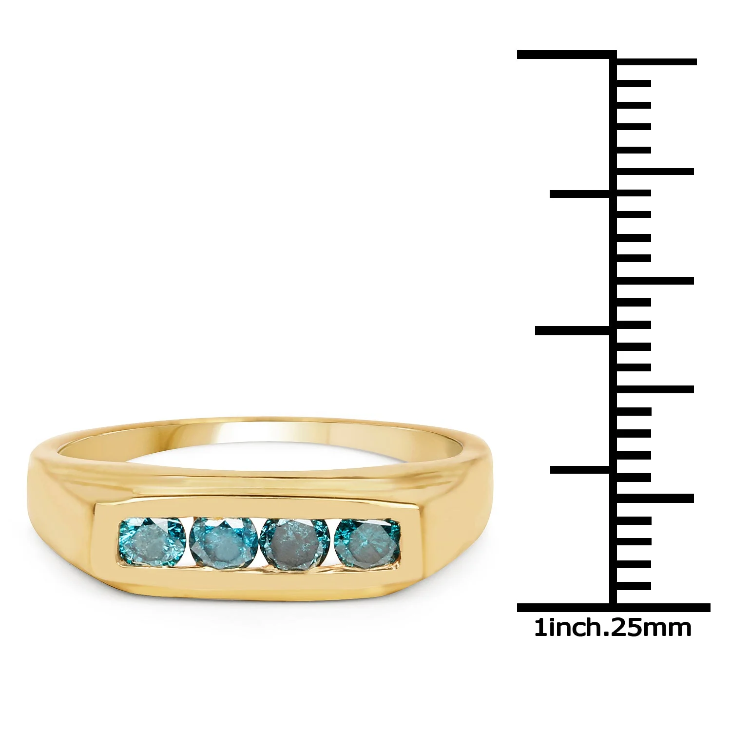 14K Yellow Gold Plated 0.48 Carat Genuine Blue Diamond .925 Sterling Silver Ring - Image 3