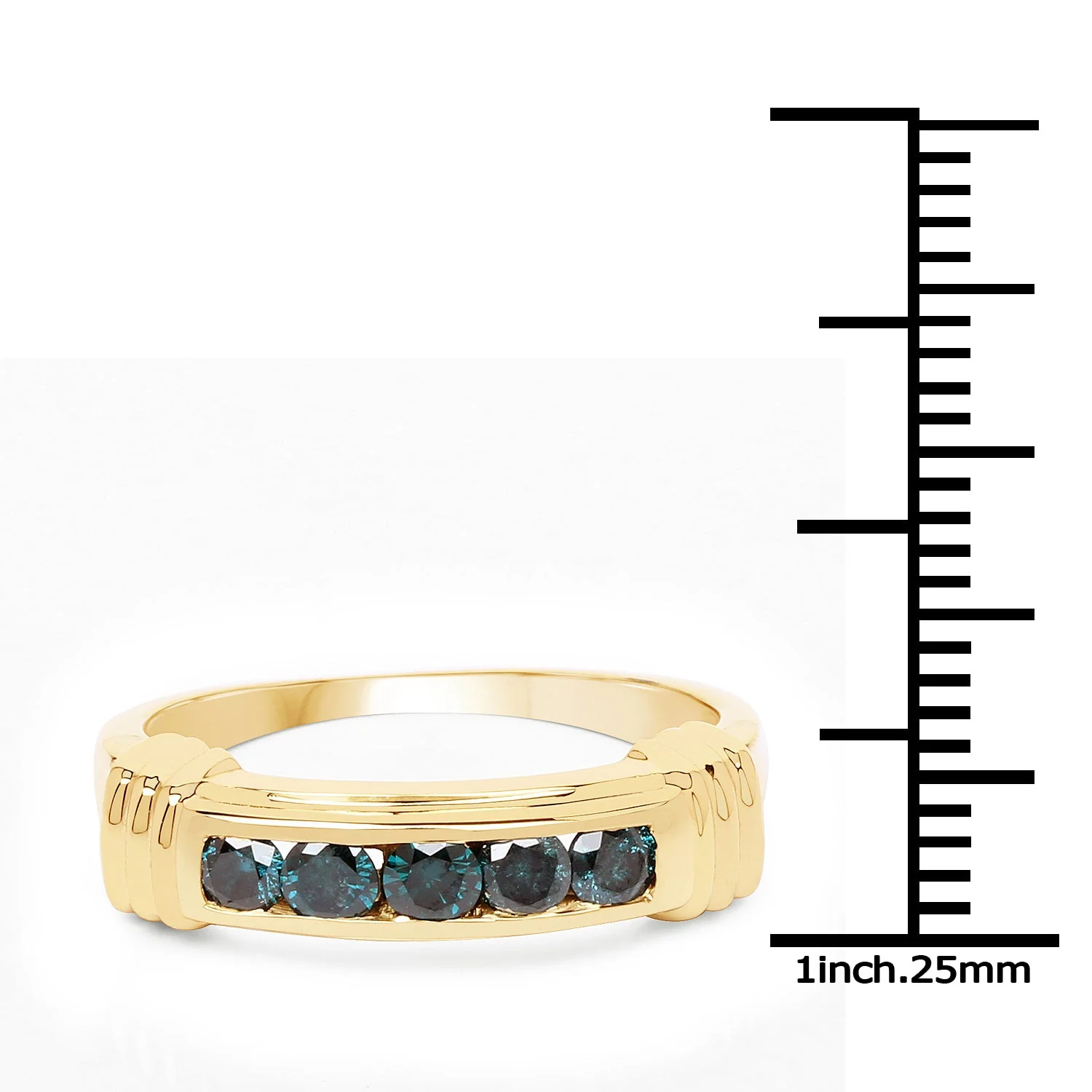 14K Yellow Gold Plated 0.50 Carat Genuine Blue Diamond .925 Sterling Silver Ring - Image 3