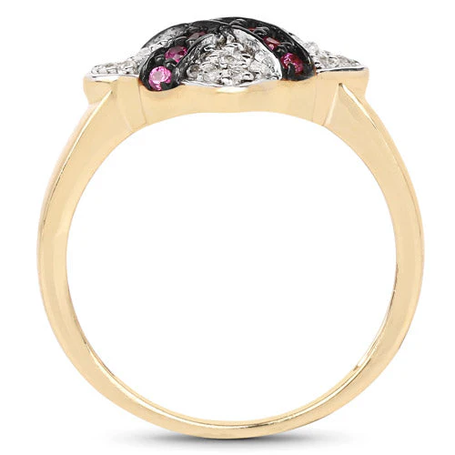 14K Yellow Gold Plated 0.57 Carat Genuine Ruby and White Cubic Zirconia .925 Sterling Silver Ring - Image 5