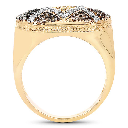 14K Yellow Gold Plated 0.61 Carat Genuine Multi Diamond .925 Sterling Silver Ring - Image 5