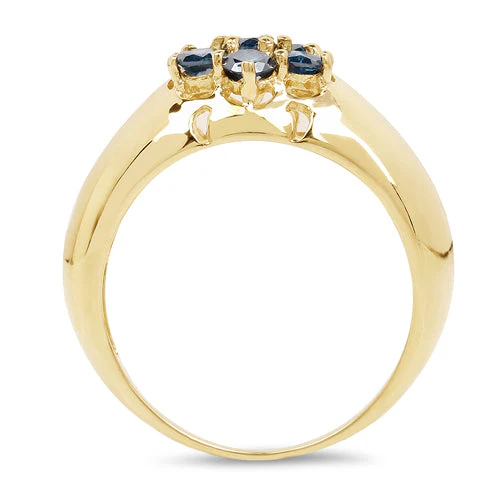 14K Yellow Gold Plated 0.98 Carat Genuine Blue Diamond .925 Sterling Silver Ring - Image 5