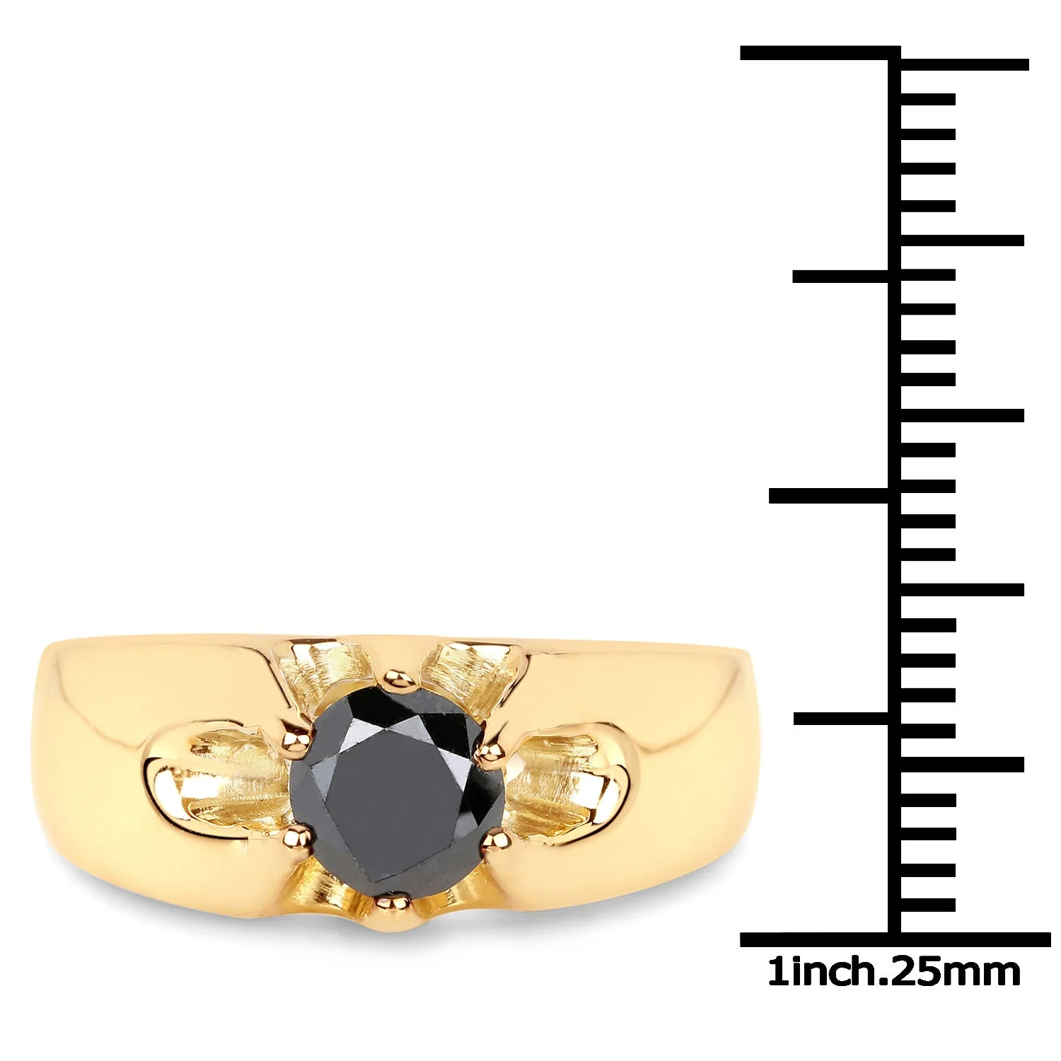 14K Yellow Gold Plated 1.00 Carat Genuine Black Diamond .925 Sterling Silver Ring - Image 3