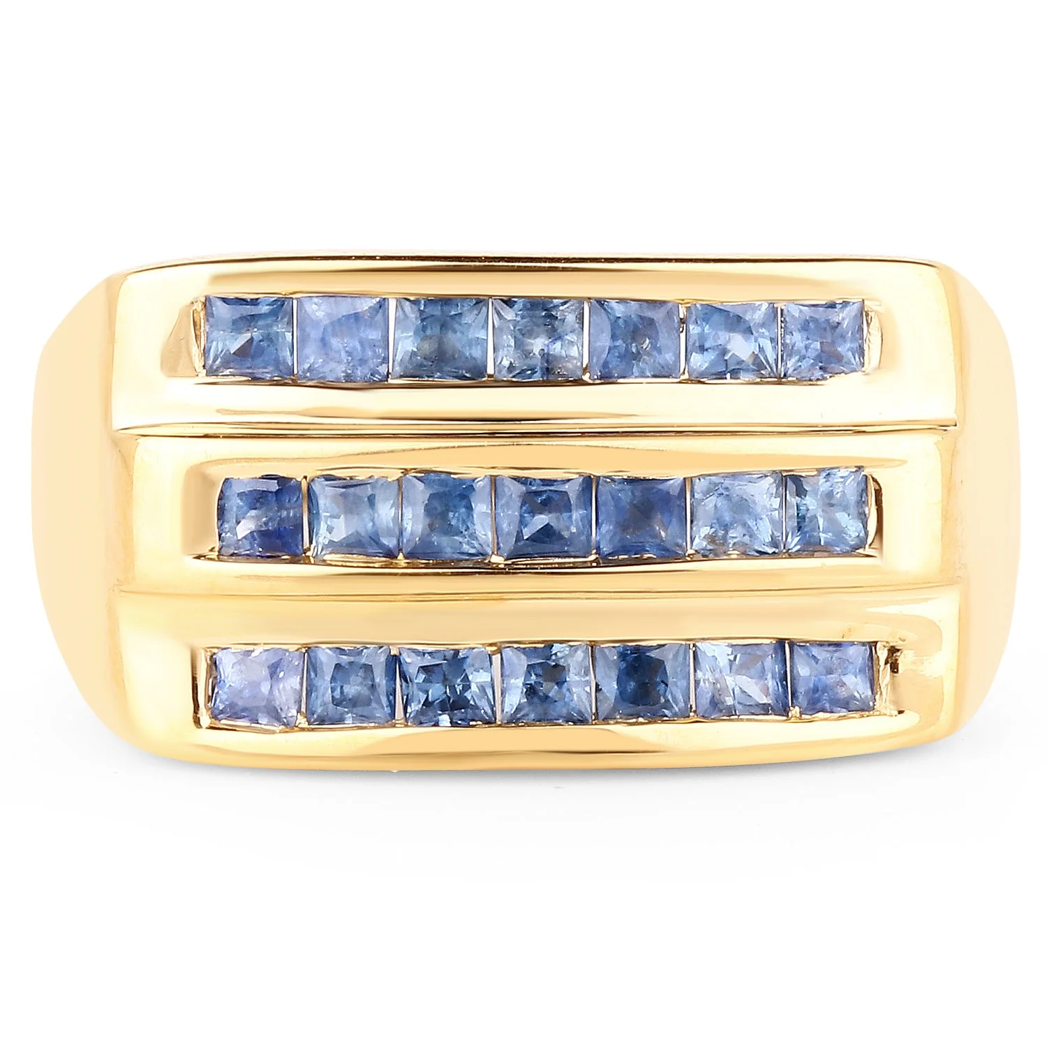 14K Yellow Gold Plated 1.05 Carat Genuine Blue Sapphire .925 Sterling Silver Ring - Image 3