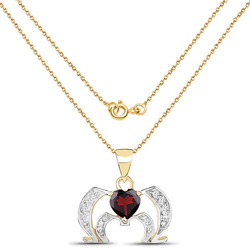 14K Yellow Gold Plated 1.05 Carat Genuine Garnet and White Topaz .925 Sterling Silver Pendant - Image 4