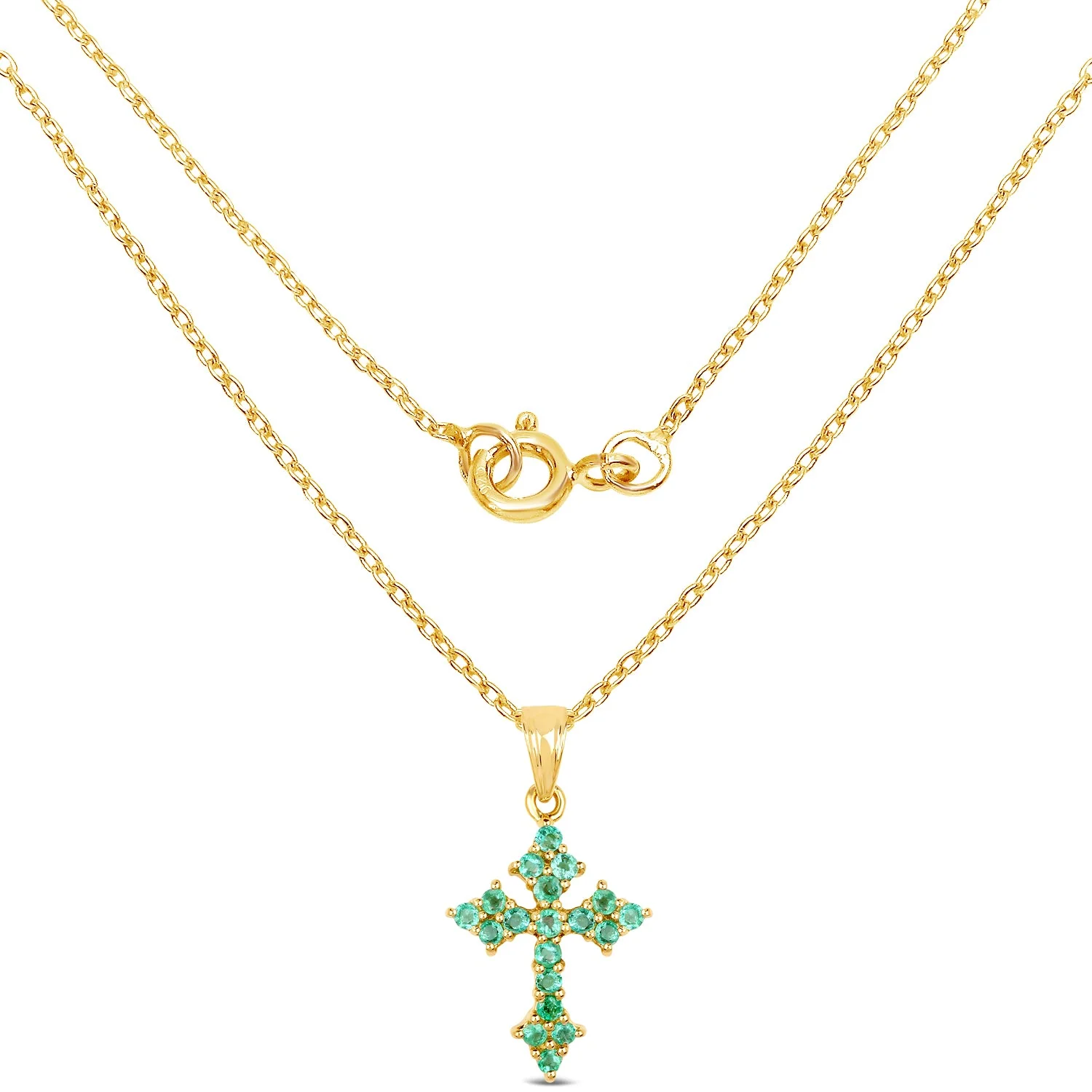 14K Yellow Gold Plated 1.05 Carat Genuine Zambian Emerald .925 Sterling Silver Pendant - Image 2