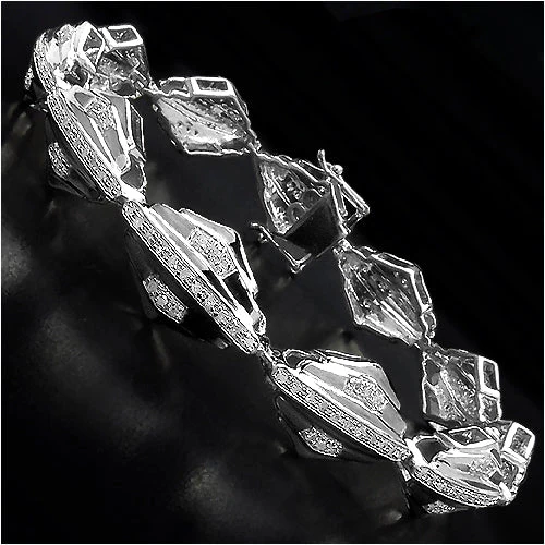 14K Yellow Gold Plated 1.07 Carat Genuine White Diamond Sterling Silver Bracelet