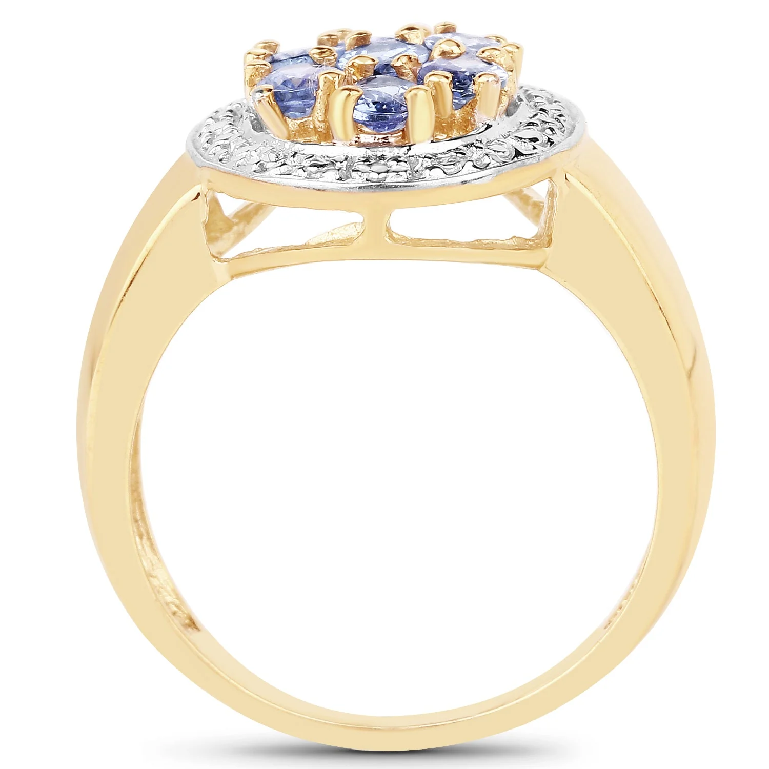 14K Yellow Gold Plated 1.19 Carat Genuine Tanzanite .925 Sterling Silver Ring - Image 2