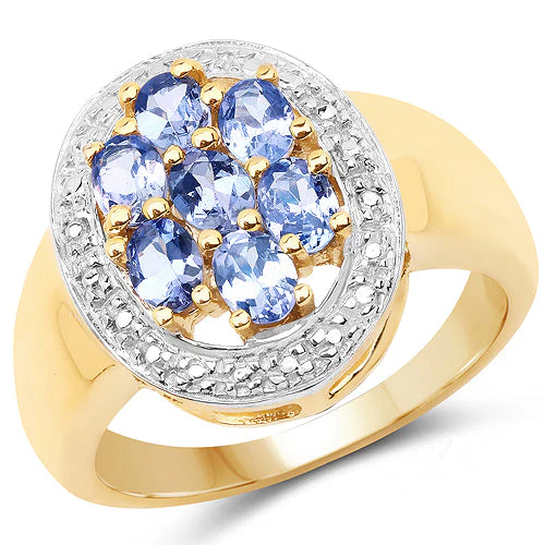 14K Yellow Gold Plated 1.19 Carat Genuine Tanzanite .925 Sterling Silver Ring - Image 4