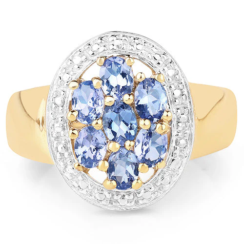 14K Yellow Gold Plated 1.19 Carat Genuine Tanzanite .925 Sterling Silver Ring - Image 6