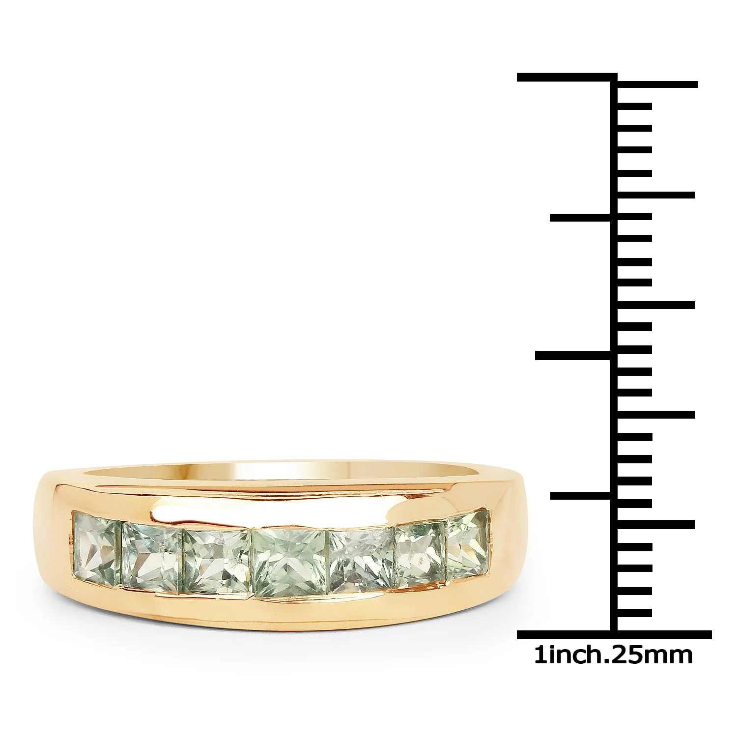 14K Yellow Gold Plated 1.26 Carat Genuine Green Sapphire .925 Sterling Silver Ring - Image 3