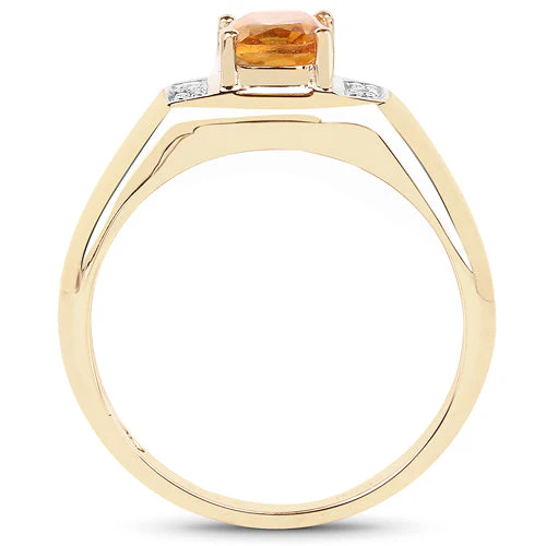 14K Yellow Gold Plated 1.36 Carat Genuine Citrine & White Topaz .925 Sterling Silver Ring - Image 5
