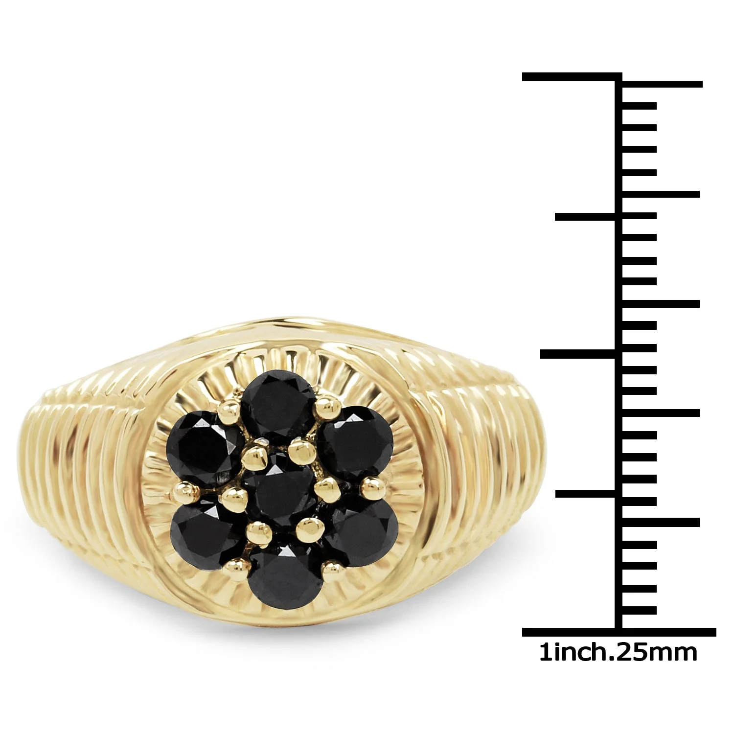 14K Yellow Gold Plated 1.40 Carat Genuine Black Diamond .925 Sterling Silver Ring - Image 3