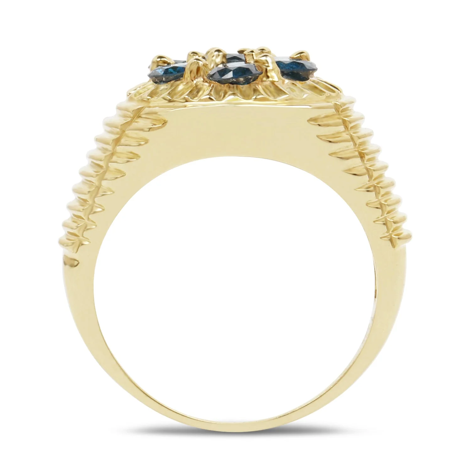 14K Yellow Gold Plated 1.40 Carat Genuine Blue Diamond .925 Sterling Silver Ring - Image 2