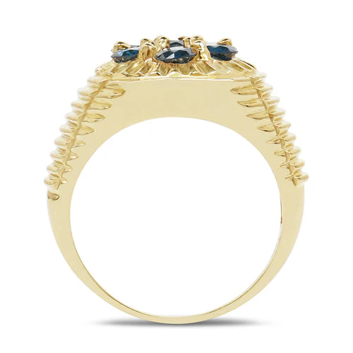 14K Yellow Gold Plated 1.40 Carat Genuine Blue Diamond .925 Sterling Silver Ring - Image 6