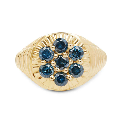 14K Yellow Gold Plated 1.40 Carat Genuine Blue Diamond .925 Sterling Silver Ring - Image 8