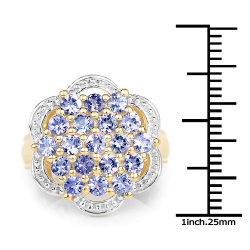 14K Yellow Gold Plated 1.52 Carat Genuine Tanzanite .925 Sterling Silver Ring - Image 6