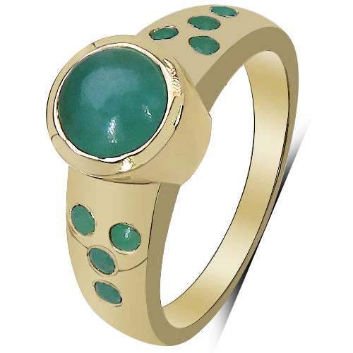 14K Yellow Gold Plated 1.55 Carat Genuine Emerald & White Diamond .925 Sterling Silver Ring - Image 2