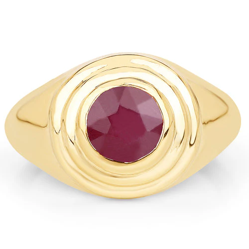 14K Yellow Gold Plated 1.65 Carat Genuine Glass Filled Ruby .925 Sterling Silver Ring - Image 6