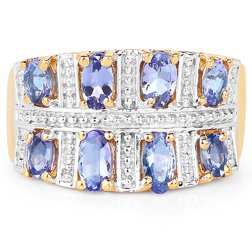 14K Yellow Gold Plated 1.68 Carat Genuine Tanzanite .925 Sterling Silver Ring - Image 6