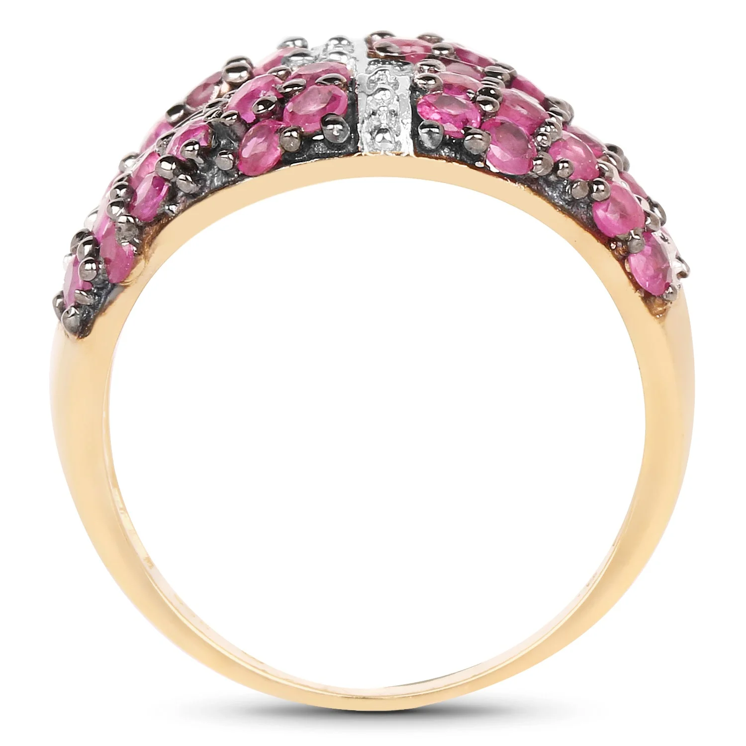 14K Yellow Gold Plated 1.70 Carat Genuine Ruby .925 Sterling Silver Ring - Image 2