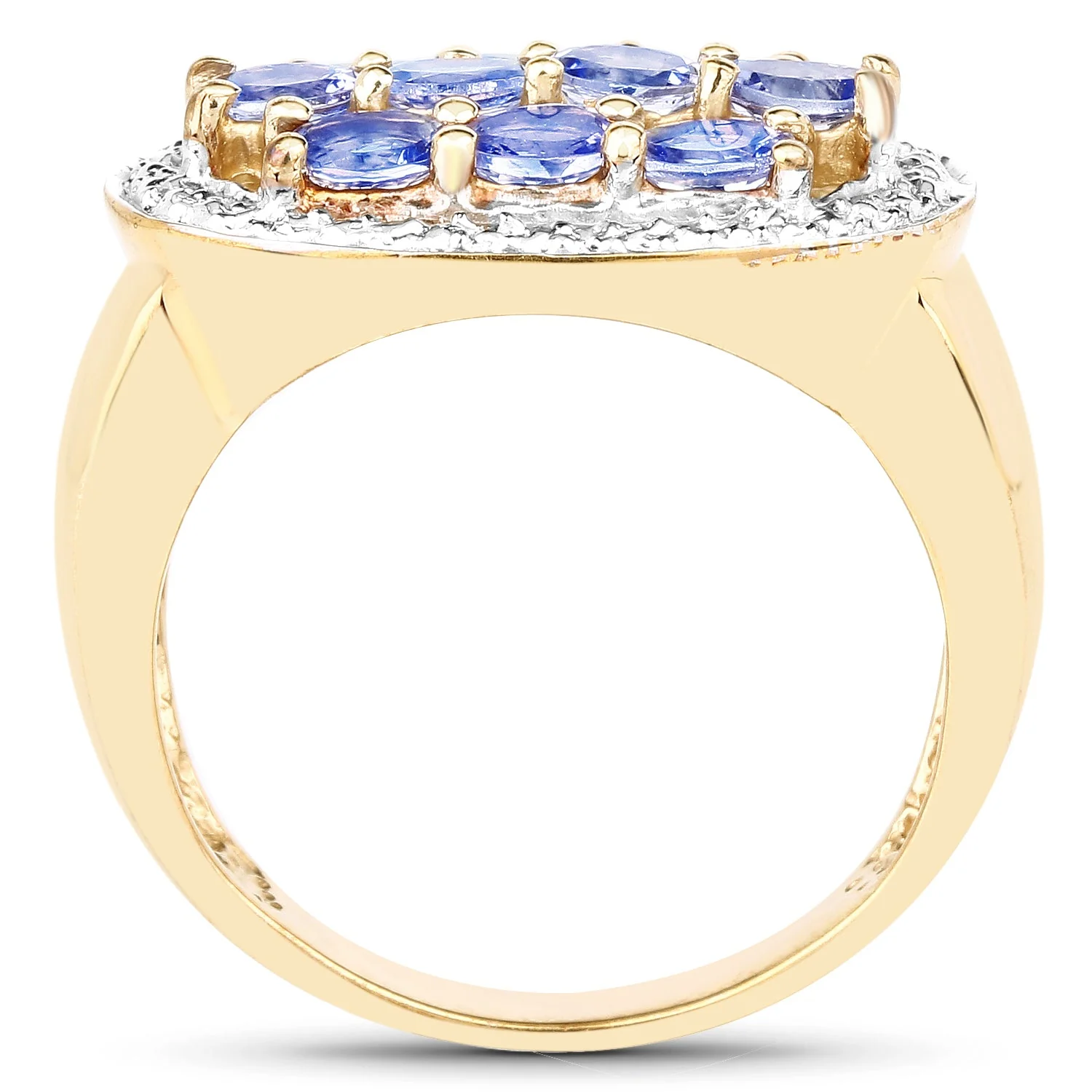 14K Yellow Gold Plated 1.70 Carat Genuine Tanzanite .925 Sterling Silver Ring - Image 2