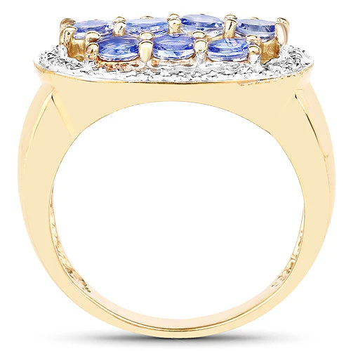 14K Yellow Gold Plated 1.70 Carat Genuine Tanzanite .925 Sterling Silver Ring - Image 5