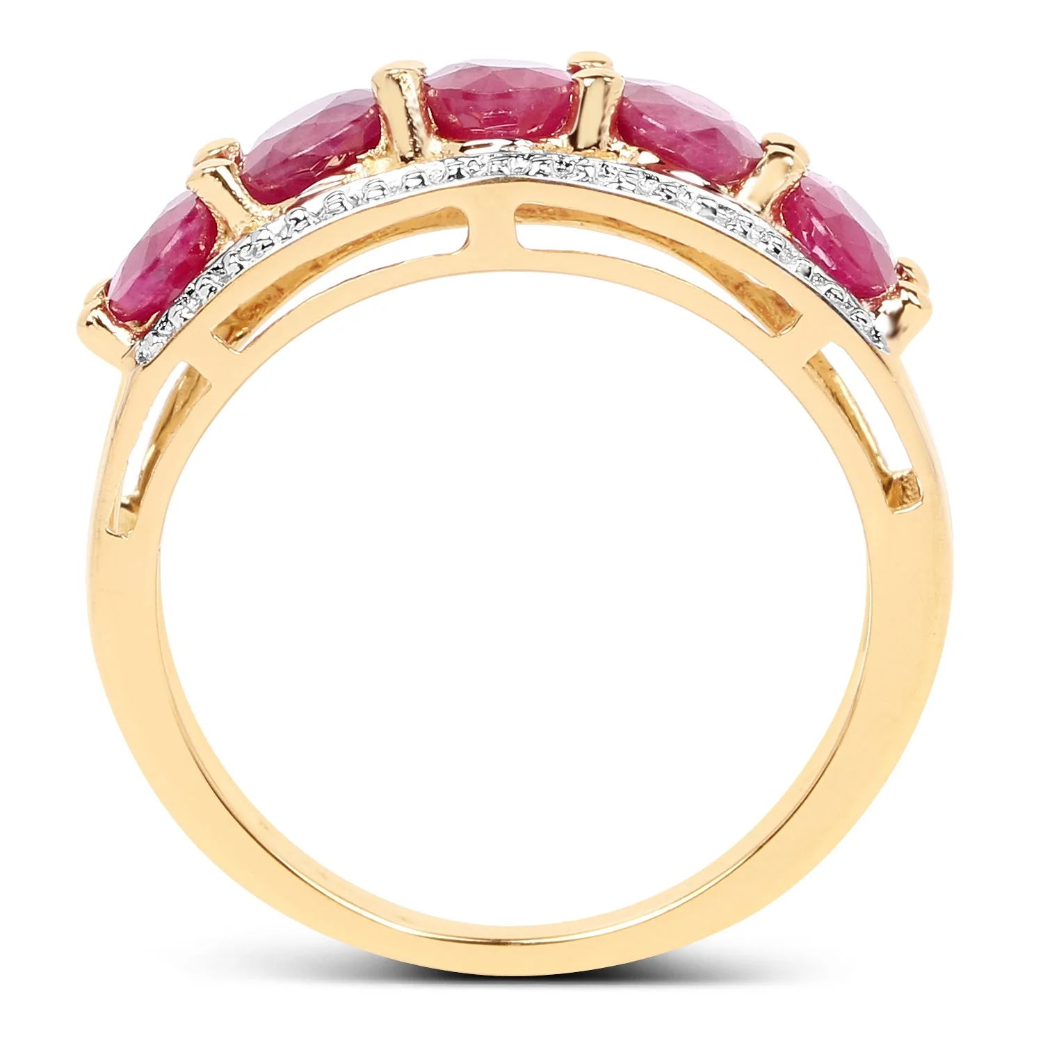 14K Yellow Gold Plated 1.90 Carat Genuine Ruby .925 Sterling Silver Ring - Image 2