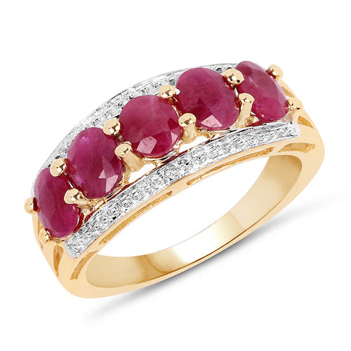 14K Yellow Gold Plated 1.90 Carat Genuine Ruby .925 Sterling Silver Ring - Image 4