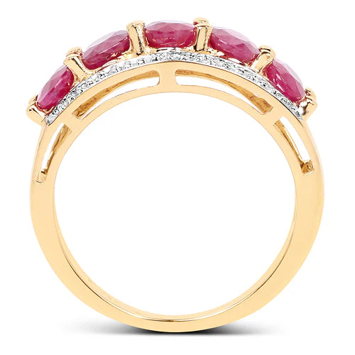 14K Yellow Gold Plated 1.90 Carat Genuine Ruby .925 Sterling Silver Ring - Image 5