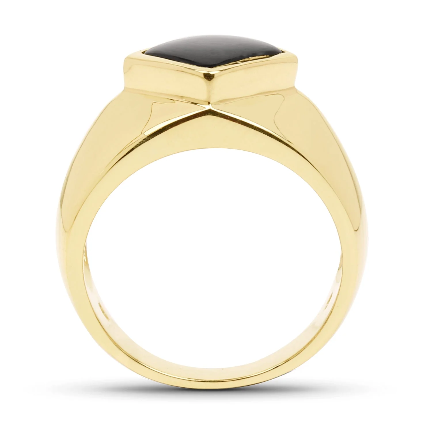 14K Yellow Gold Plated 2.00 Carat Genuine Black Onyx .925 Sterling Silver Ring - Image 2
