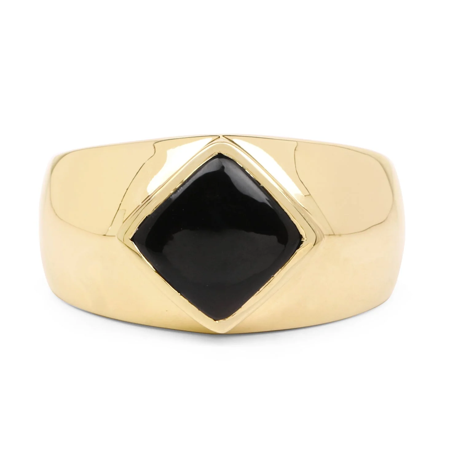 14K Yellow Gold Plated 2.00 Carat Genuine Black Onyx .925 Sterling Silver Ring - Image 3